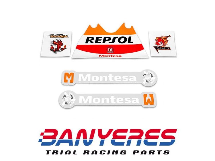 Kit adhesius Montesa Cota 4RT originals 2014 sobre dipòsit pilots sponsor suspensió davantera, protector de càrter.
