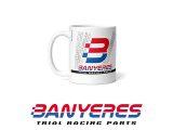 Taza de cerámica de 33cl ,  premium medio blanco negro con logo JbanyeresParts