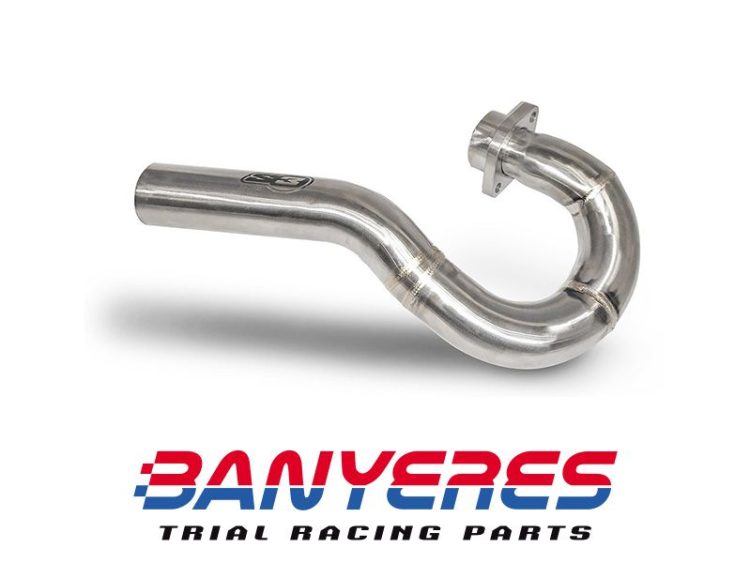 Curva di scarico per Yamaha Sherco Scorpa modello TY125, realizzata in acciaio inossidabile. Motore Yamaha a 4 tempi.