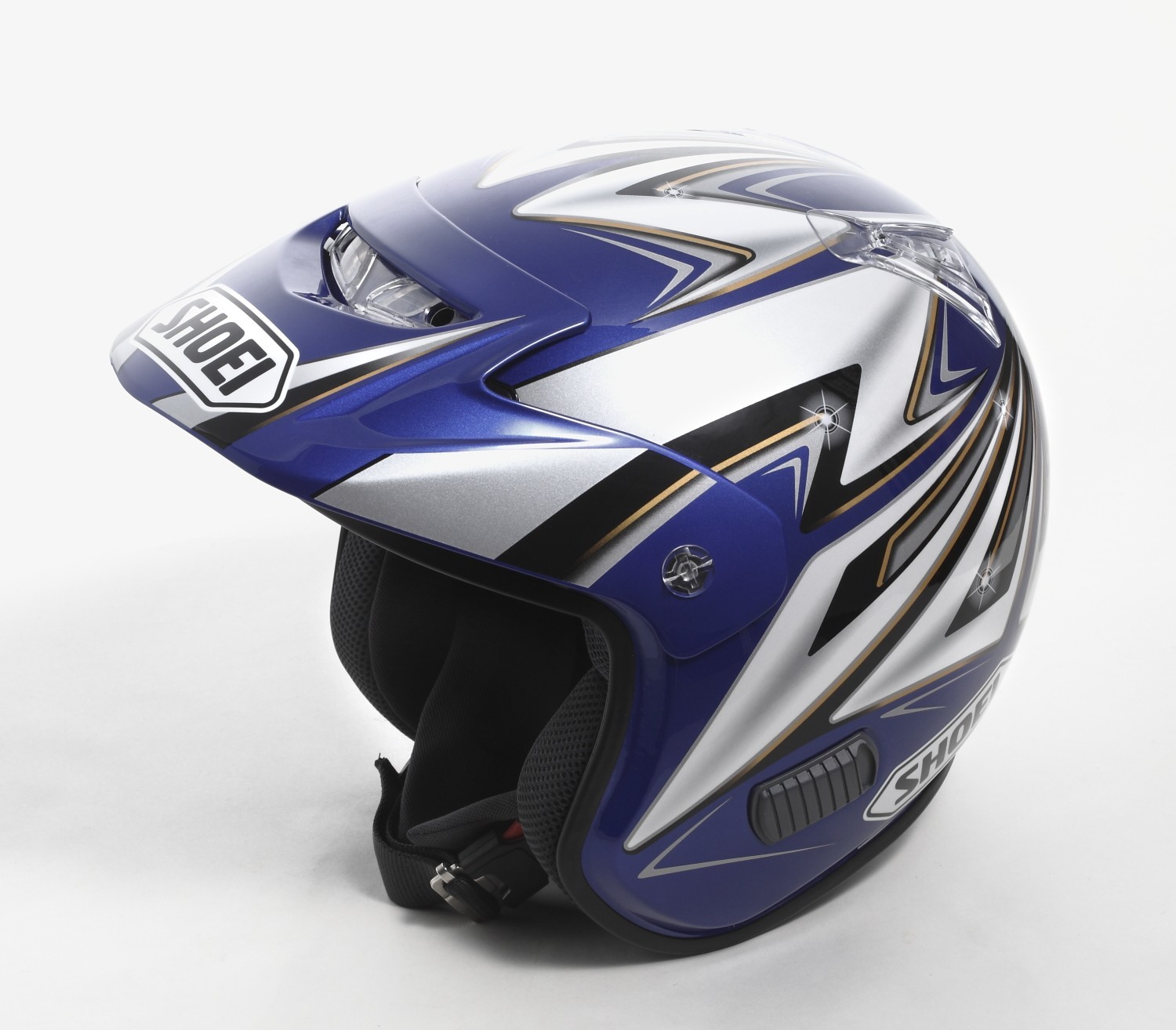 Casco Shoei TR3 Replica Mitani color blau.